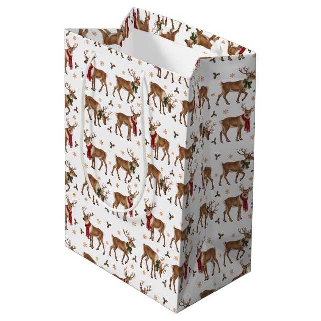 Reindeer Winter Ramble Medium Gift Bag (Back Angled)
