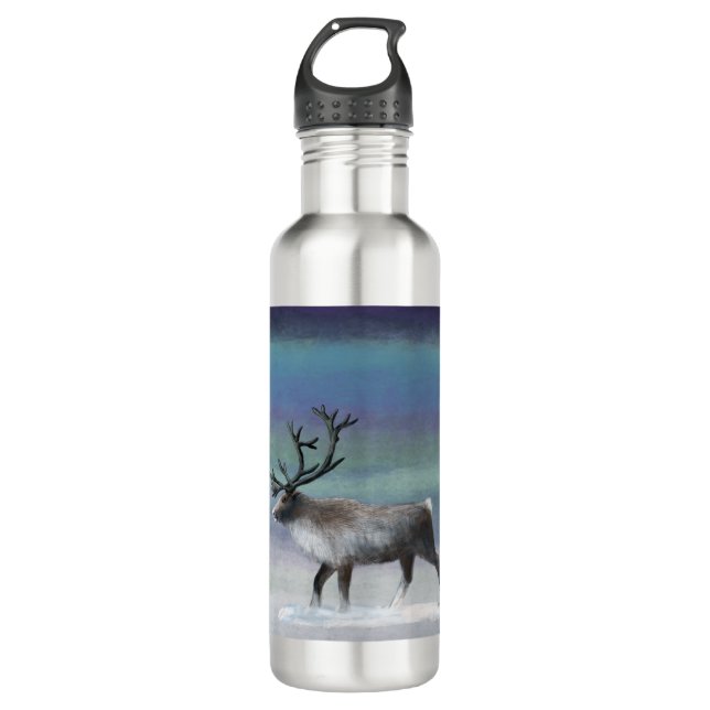 Reindeer with blue shades 710 ml water bottle (Front)