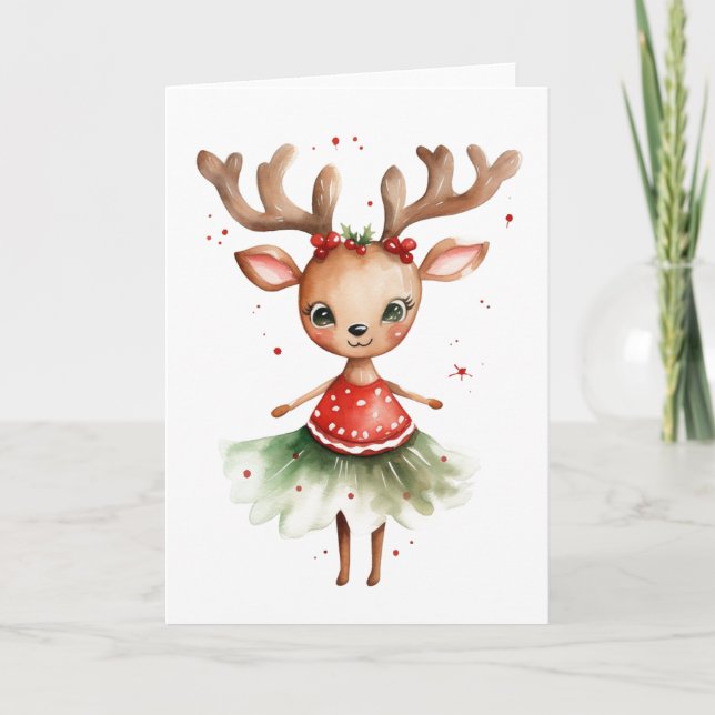 Reindeer with Christmas Lights Card (Front)