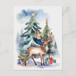 Reindeer with gifts postcard