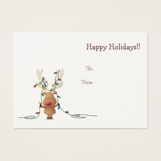 Reindeer with lights Christmas gift tag (Front)