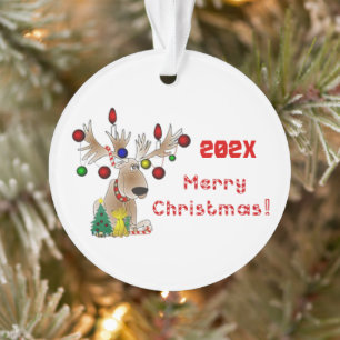 Reindeer with Lights on Antlers Ornament
