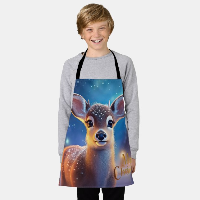 Reindeer with Merry Christmas greeting Apron (Worn)