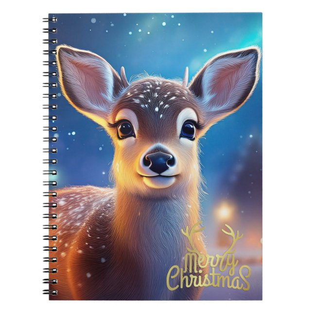 Reindeer with Merry Christmas greeting Notebook (Front)