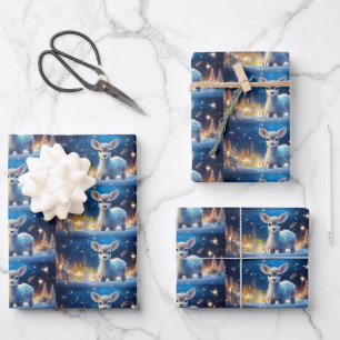 Reindeer with Merry Christmas greeting Wrapping Paper Sheet