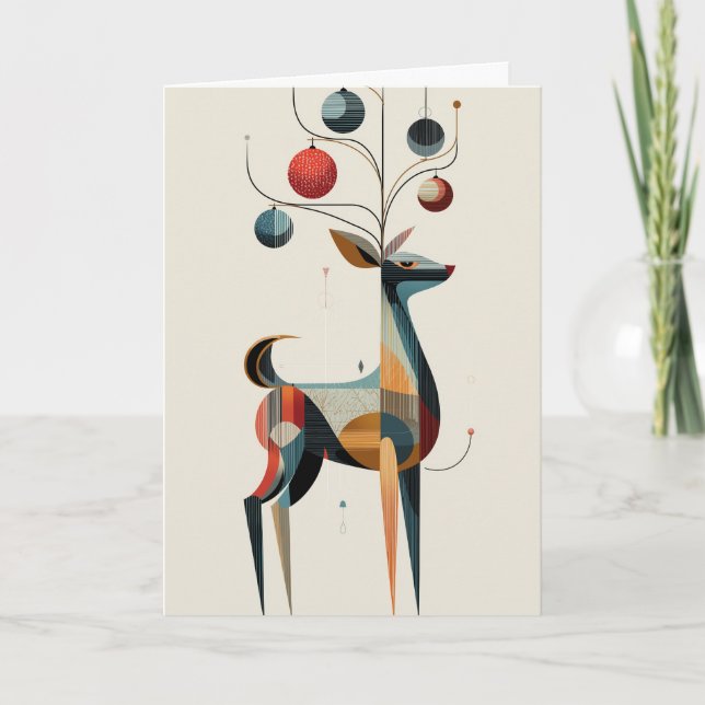 Reindeer with ornaments on antlers  card (Front)