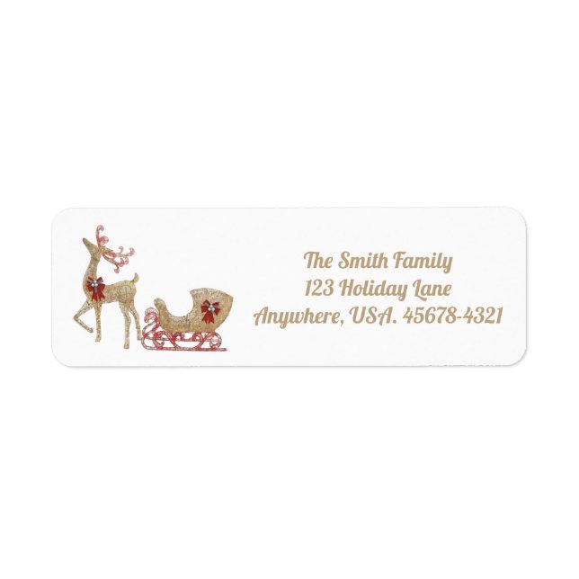 Reindeer with Sleigh Return Address Label (Front)