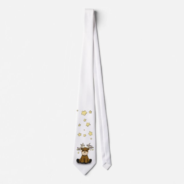 Reindeer with Yellow Stars Tie (Front)