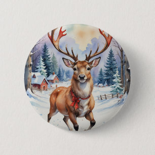 Reindeer Wonderland: Holiday Bliss 6 Cm Round Badge