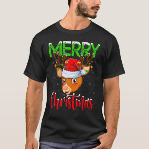 Reindeer Xmas Lights Santa Reindeer Merry Christma T-Shirt