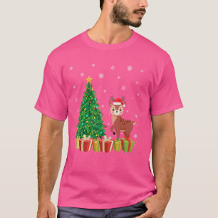 Reindeer Xmas Tree Lighting Santa Hat Reindeer Chr T-Shirt