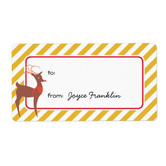 Reindeer yellow stripes custom to from gift tag