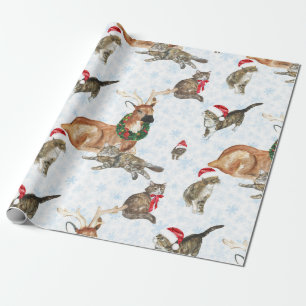 Reindeers and Kitty Cats Wrapping Paper
