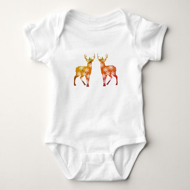 Reindeers,  Deer Baby Bodysuit (Front)