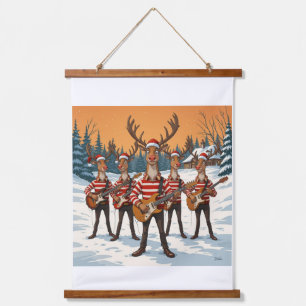 “Reindeers Playing Guitar for Christmas” brings a  Hanging Tapestry