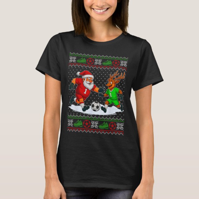 Reindeers Playing Soccer Ugly Christmas Sweater Xm (Front)