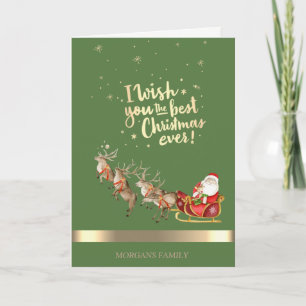 Reindeers,Santa Claus,Sleigh Holiday Card