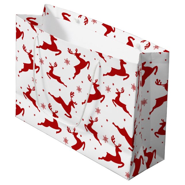 Reindeers seamless pattern background large gift bag (Front Angled)