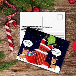 Reindeer's Smelly Christmas Funny Farting Santa Holiday Postcard