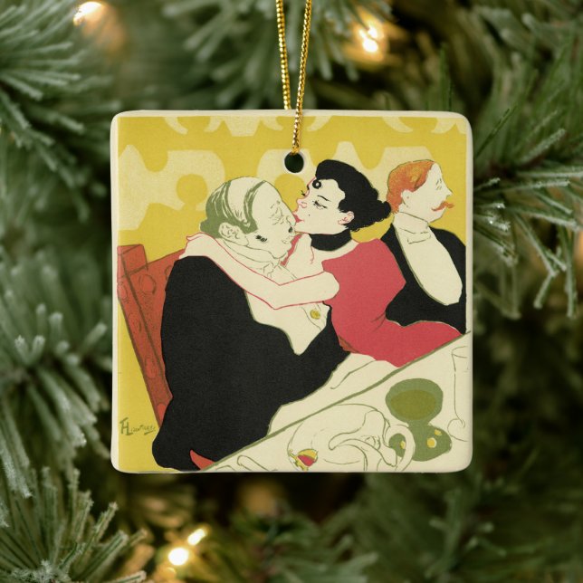 Reine de Joie (Queen of Pleasure) Toulouse Lautrec Ceramic Ornament (Tree)