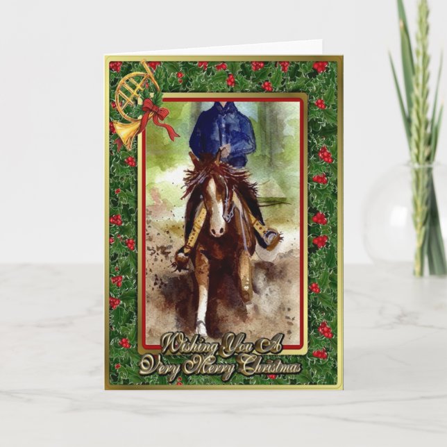 Reining Quarter Horse Blank Christmas Card (Front)