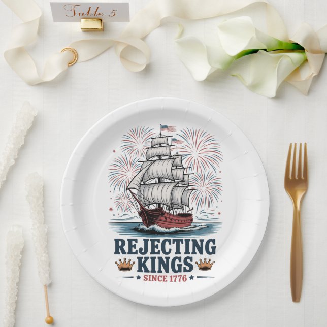 rejecting kings since 1776  paper plate (Wedding)