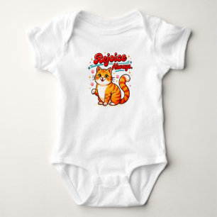 Rejoice Always Ginger Cat   Cute Christian Cat Baby Bodysuit