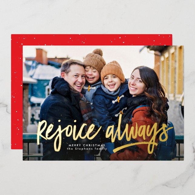 Rejoice always religious one photo Christmas (Front/Back)