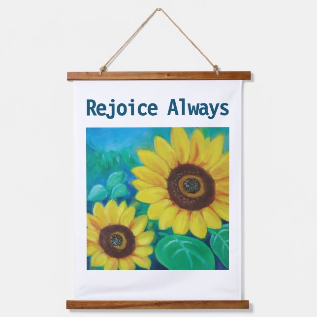 Rejoice Always Sunflowers Hanging Tapestry (Front)