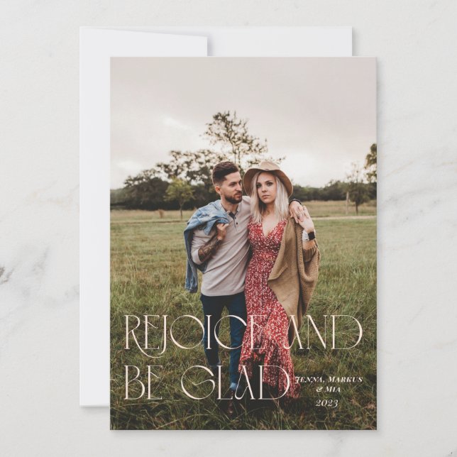 Rejoice and be glad Modern Peach Holiday Card (Front)