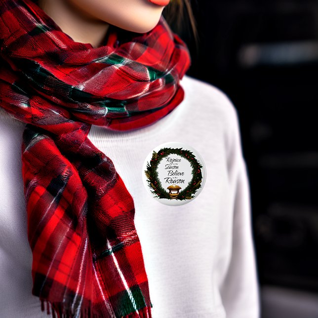 Rejoice and believe nativity 6 cm round badge (Creator Uploaded)