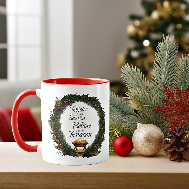 Rejoice and believe nativity mug (Creator Uploaded)