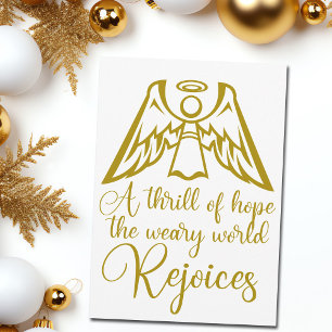 Rejoice Angel Elegant Gold Religious Christmas Holiday Card