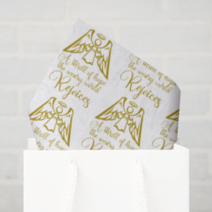 Rejoice Angel Elegant Gold Religious Christmas Tissue Paper