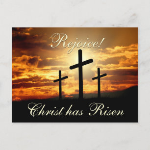 Rejoice! Christ has Risen, Easter Crosses Holiday Postcard