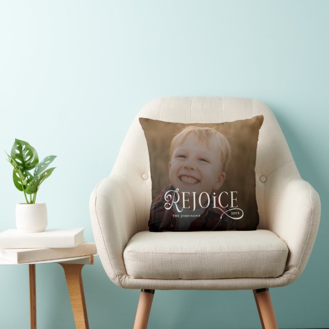 Rejoice Christian Religious Merry Christmas Photo  Cushion (Chair)