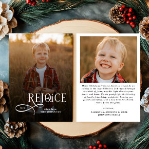 Rejoice Christian Religious Merry Christmas Photo Holiday Card