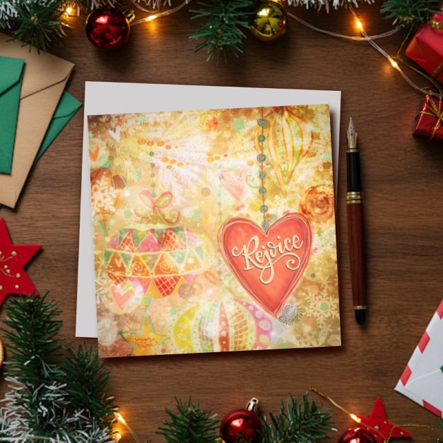 Rejoice Christmas Ornaments Pretty Inspirivity Holiday Card (Creator Uploaded)
