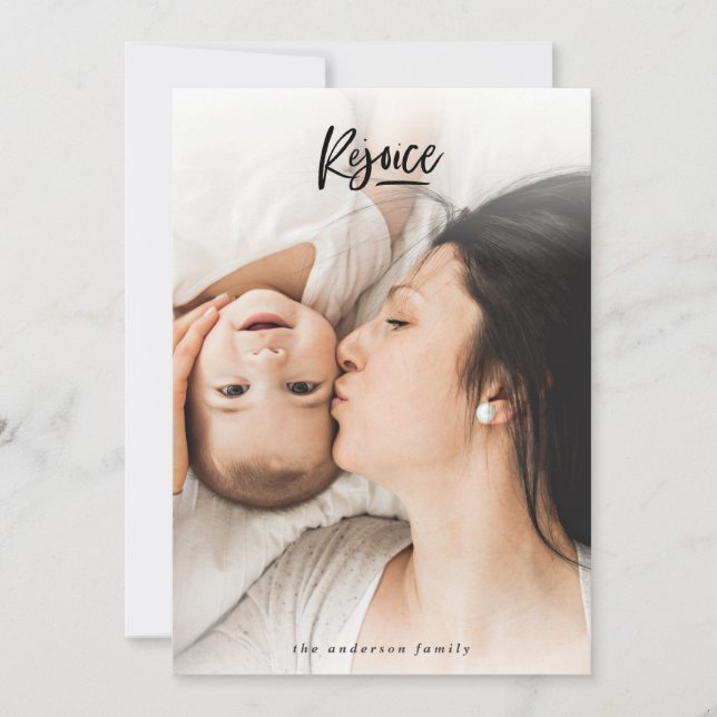 Rejoice christmas photo holiday card (Front)