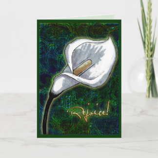 Rejoice! Elegant Easter Calla Lily Personalised Holiday Card