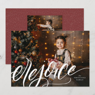 Rejoice elegant handlettered religious Christmas Holiday Card