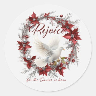 Rejoice for the Saviour is born - Christmas Classic Round Sticker