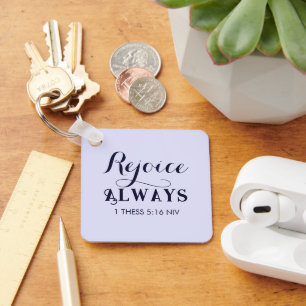 Rejoice in the Lord Bible Verse Christian Blue Key Ring