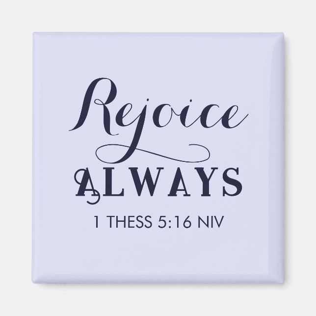 Rejoice in the Lord Bible Verse Christian Blue Magnet (Front)