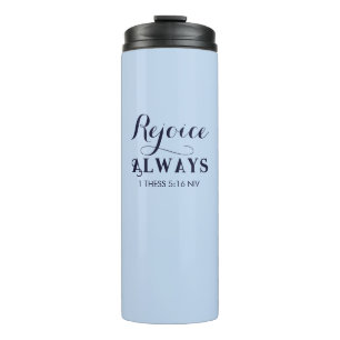 Rejoice in the Lord Bible Verse Christian Blue Thermal Tumbler