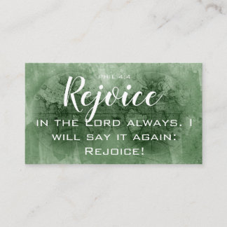 Rejoice in the Lord Bible Verse World Map Business Card