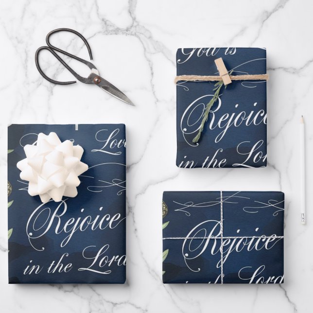 Rejoice in the Lord & Dove of Peace Wrapping Paper Sheet (Front)