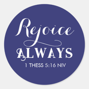 Rejoice in the Lord Holy Bible Verse Dark Blue Classic Round Sticker