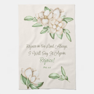 Rejoice in the Lord Inspirational Faith Scripture Tea Towel