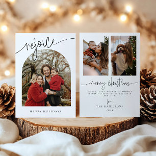 Rejoice Minimalist Family Christmas Holiday card